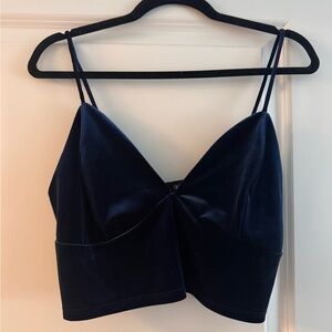 Fashion Nova Deep Blue Velvet Crop Tank Top in 1X